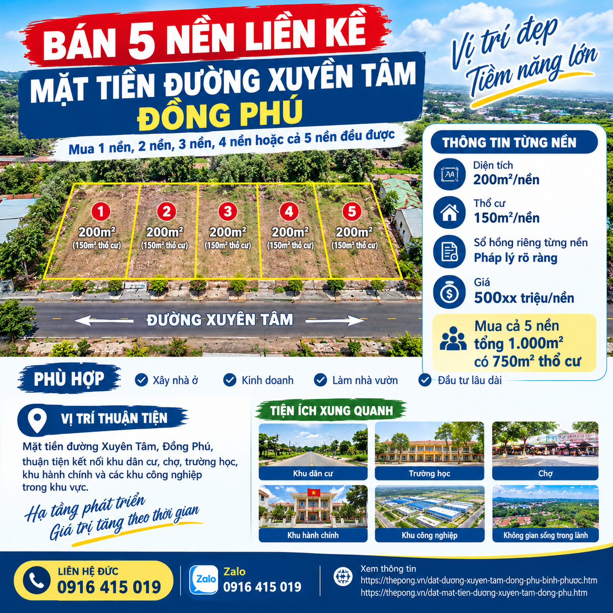 Đất mặt tiền đường xuyên tâm Tân Hưng – Tân Lập, Đồng Phú